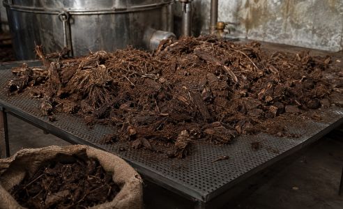 De-oiled Nagarmotha refuse roots after distillation