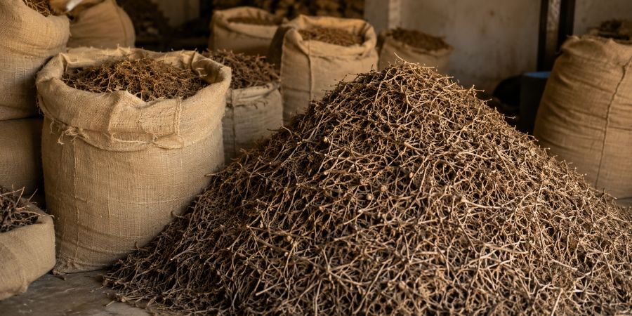 Nagarmotha roots sorting and preparation process